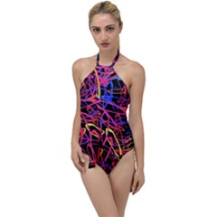 Abstrait Neon Colors Go With The Flow One Piece Swimsuit by kcreatif