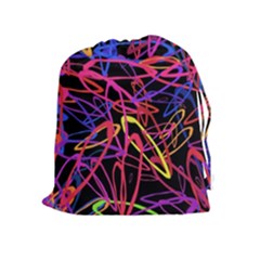 Abstrait Neon Colors Drawstring Pouch (xl) by kcreatif