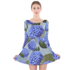 Hydrangea  Long Sleeve Velvet Skater Dress by Sobalvarro
