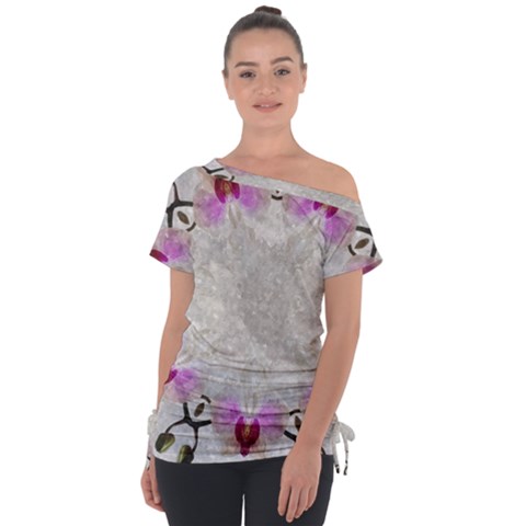 Orchidées Fleurs Abstrait Tie-up Tee by kcreatif