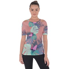 Leaves Shoulder Cut Out Short Sleeve Top by Sobalvarro