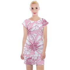 Pink Flowers Cap Sleeve Bodycon Dress by Sobalvarro