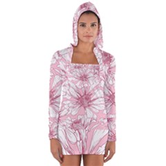 Pink Flowers Long Sleeve Hooded T-shirt by Sobalvarro