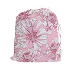 Pink Flowers Drawstring Pouch (2xl) by Sobalvarro