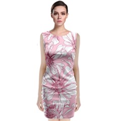 Pink Flowers Sleeveless Velvet Midi Dress by Sobalvarro