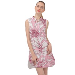 Pink Flowers Sleeveless Shirt Dress by Sobalvarro