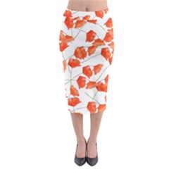 Pattern Coquelicots  Midi Pencil Skirt by kcreatif