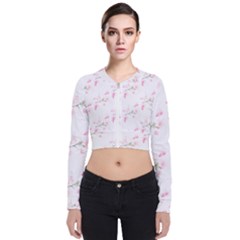 Pattern Orchidée Fleurs Long Sleeve Zip Up Bomber Jacket by kcreatif