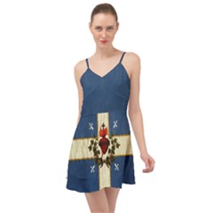 Quebec Flag Drapeau Québec Patriote Carillon Sacré-coeur Christian Catholic Old Vintage With Fleurs De Lys Summer Time Chiffon Dress by Quebec
