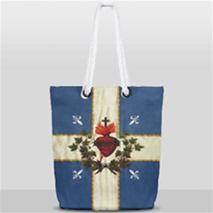 Quebec Flag Drapeau Québec Patriote Carillon Sacré-coeur Christian Catholic Old Vintage With Fleurs De Lys Full Print Rope Handle Tote (small) by Quebec