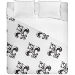 French France Fleur De Lys Metal Pattern Black And White Antique Vintage Duvet Cover (california King Size) by Quebec