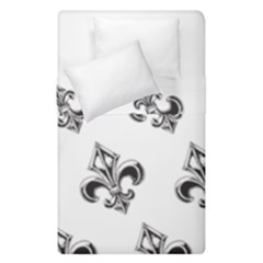 French France Fleur De Lys Metal Pattern Black And White Antique Vintage Duvet Cover Double Side (single Size) by Quebec