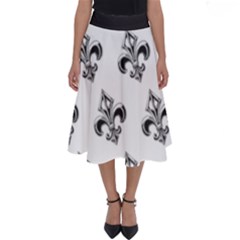 French France Fleur De Lys Metal Pattern Black And White Antique Vintage Perfect Length Midi Skirt by Quebec