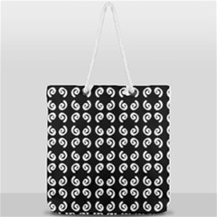 Abstrait Spirale Blanc/noir Full Print Rope Handle Tote (large) by kcreatif