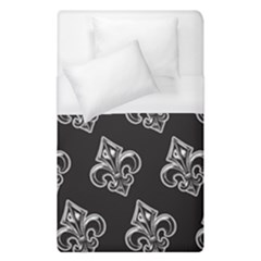 French France Fleur De Lys Metal Pattern Black And White Antique Vintage Black Rocker Duvet Cover (single Size) by Quebec