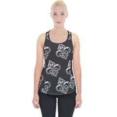 French France Fleur De Lys Metal Pattern Black And White Antique Vintage Black Rocker Piece Up Tank Top by Quebec
