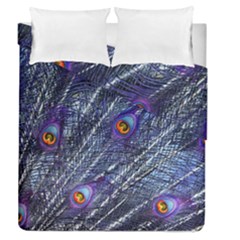 Peacock Feathers Color Plumage Blue Duvet Cover Double Side (queen Size) by Sapixe