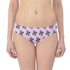 French France Fleur De Lys Metal Pattern Black And White Antique Vintage Pink And Black Rocker Hipster Bikini Bottoms by Quebec