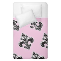 French France Fleur De Lys Metal Pattern Black And White Antique Vintage Pink And Black Rocker Duvet Cover Double Side (single Size) by Quebec