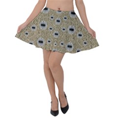 One Island Surrounded By Love And Wood Lace Velvet Skater Skirt by pepitasart