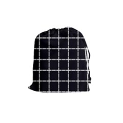 Pattern Carreaux Blanc/noir Drawstring Pouch (medium) by kcreatif