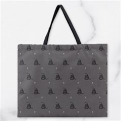 Gadsden Flag Don t Tread On Me Black And Gray Snake And Metal Gothic Crosses Zipper Large Tote Bag by snek