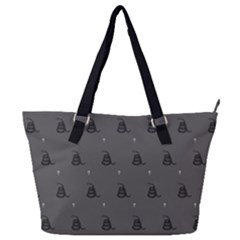 Gadsden Flag Don t Tread On Me Black And Gray Snake And Metal Gothic Crosses Full Print Shoulder Bag by snek