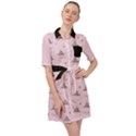 Gadsden Flag Standard Color Pink Gadsden Flag Pattern3 Stars K Gadsden Flag Pattern3 Black Background Belted Shirt Dress View1