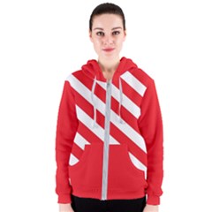 Candy Cane Red White Line Stripes Pattern Peppermint Christmas Delicious Design Women s Zipper Hoodie by genx