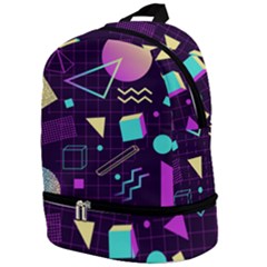 Retrowave Aesthetic Vaporwave Retro Memphis Pattern 80s Design 3d Geometric Shapes Zip Bottom Backpack by genx