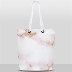 Pink And White Marble Texture With Gold Intrusions Pale Rose Background Full Print Rope Handle Tote (small) by genx