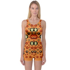 Happy Pumkins And Ghosts And  They Love The Season One Piece Boyleg Swimsuit by pepitasart
