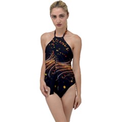 Abstract Background Particles Wave Go With The Flow One Piece Swimsuit by Wegoenart