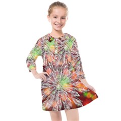 Ice Crystal Crystal Snowflake Bokeh Kids  Quarter Sleeve Shirt Dress by Wegoenart