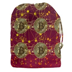 Block Chain Network Bitcoin Data Drawstring Pouch (3xl) by Wegoenart