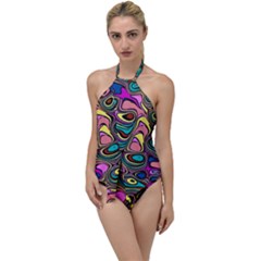 Bending Turn Distort Wave Modern Go With The Flow One Piece Swimsuit by Wegoenart