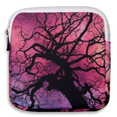 Trees Silhouette Sky Clouds Sunset Mini Square Pouch by Wegoenart