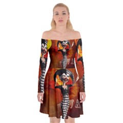 Cute Little Harlequin Off Shoulder Skater Dress by FantasyWorld7