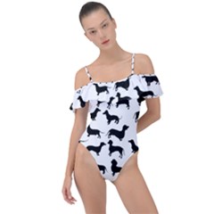 Dachshunds! Frill Detail One Piece Swimsuit by ZeeBee