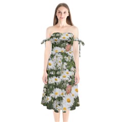 Champs De Marguerites Shoulder Tie Bardot Midi Dress by kcreatif