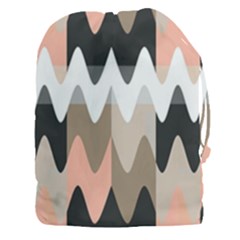 Pattern Abstrait Vagues Rose/noir/taupe Drawstring Pouch (3xl) by kcreatif