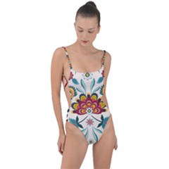 Baatik Print  Tie Strap One Piece Swimsuit by designsbymallika