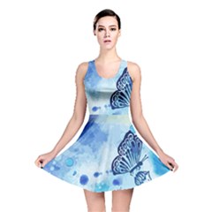 Blue Shaded Design Reversible Skater Dress by designsbymallika