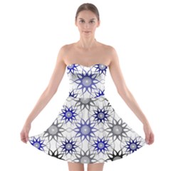 Pearl Pattern Floral Design Art Digital Seamless Blue Black Strapless Bra Top Dress by Vaneshart