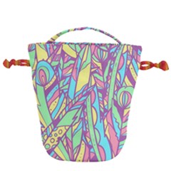Feathers Pattern Drawstring Bucket Bag by Sobalvarro