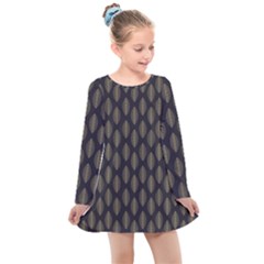 Abstract Seamlesspattern Graphic Lines Vintage Background Grunge Diamond Square Kids  Long Sleeve Dress by Vaneshart