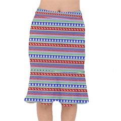 Christmas Color Stripes Pattern Short Mermaid Skirt by Vaneshart
