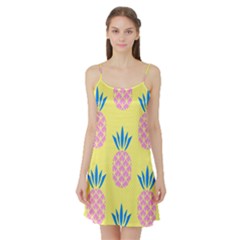 Summer Pineapple Seamless Pattern Satin Night Slip by Sobalvarro
