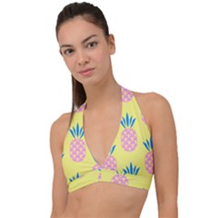 Summer Pineapple Seamless Pattern Halter Plunge Bikini Top by Sobalvarro