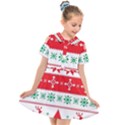 Ugly Christmas Sweater Pattern Kids  Short Sleeve Shirt Dress View1
